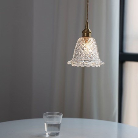 Suspension moderne en verre à fleurs, luminaire décoratif à 1 lumière Suspension moderne en verre à fleurs, luminaire décoratif à 1 lumière