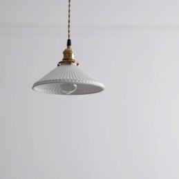 Suspension en céramique de style japonais, lampe suspendue plissée rétro