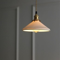 Suspension en céramique de style japonais, lampe suspendue plissée rétro