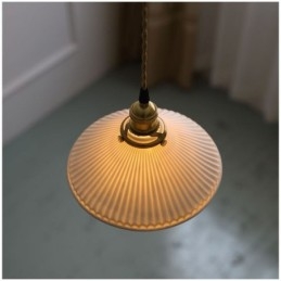 Suspension en céramique de style japonais, lampe suspendue plissée rétro