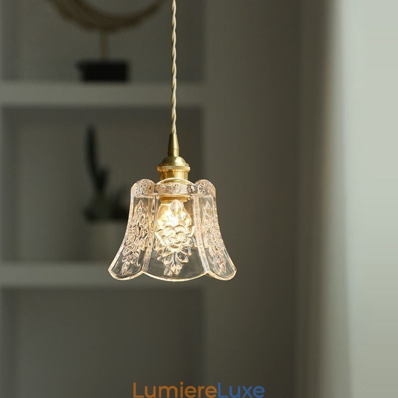 Lampe suspendue en forme de fleur, luminaire décoratif minimaliste en verre