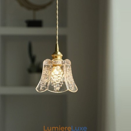 Lampe suspendue en forme de fleur, luminaire décoratif minimaliste en verre Lampe suspendue en forme de fleur, luminaire décoratif minimaliste en verre