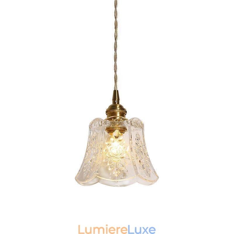Lampe suspendue en forme de fleur, luminaire décoratif minimaliste en verre