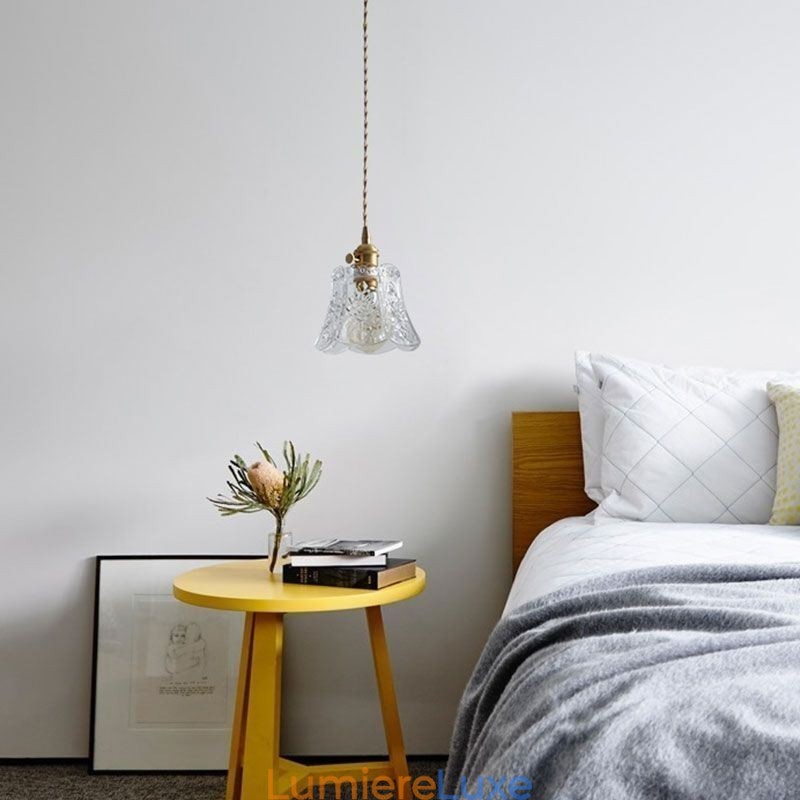Lampe suspendue en forme de fleur, luminaire décoratif minimaliste en verre