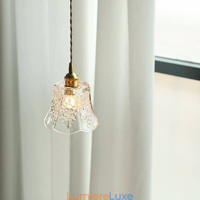 Lampe suspendue en forme de fleur, luminaire décoratif minimaliste en verre