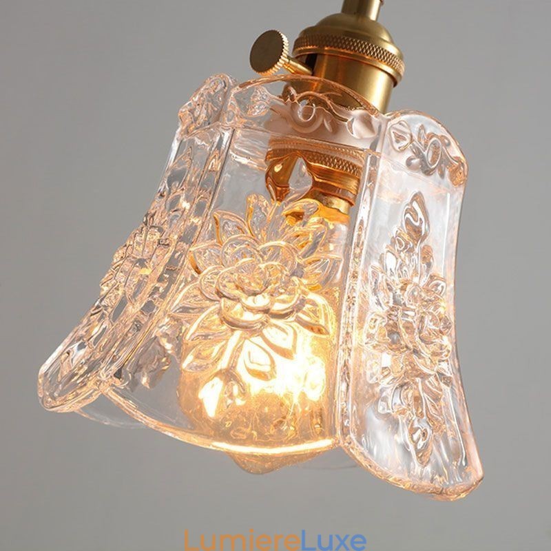 Lampe suspendue en forme de fleur, luminaire décoratif minimaliste en verre