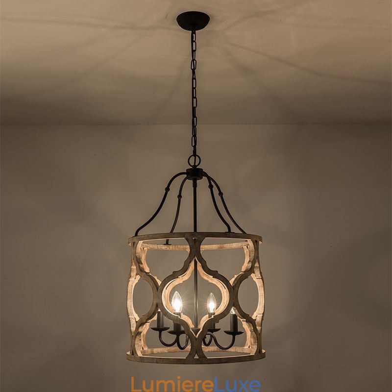 Suspension lanterne à 4 lumières de style vintage