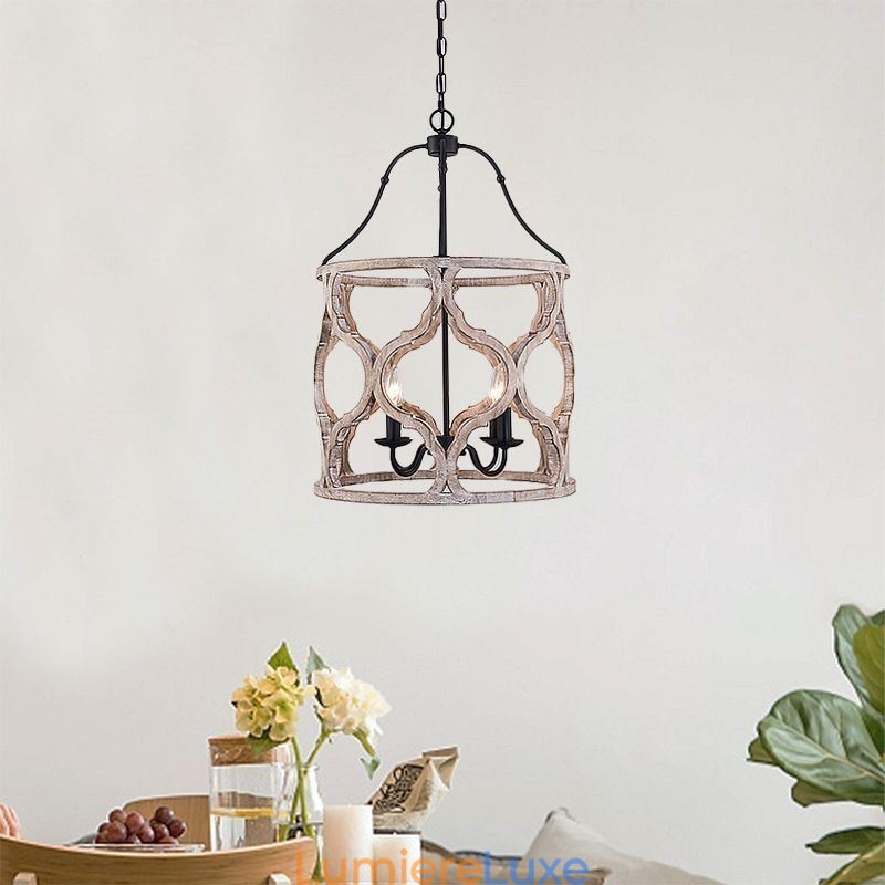 Suspension lanterne à 4 lumières de style vintage