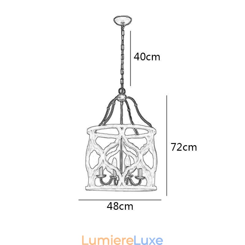 Suspension lanterne à 4 lumières de style vintage