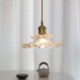 Suspension en verre de style japonais Lampe suspendue en verre de lotus
