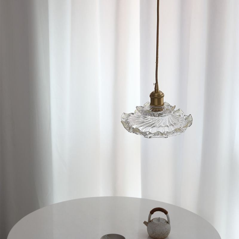 Suspension en verre de style japonais Lampe suspendue en verre de lotus