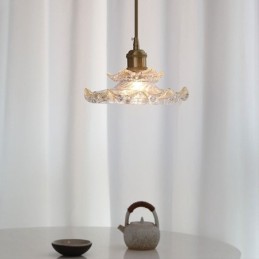 Suspension en verre de style japonais Lampe suspendue en verre de lotus