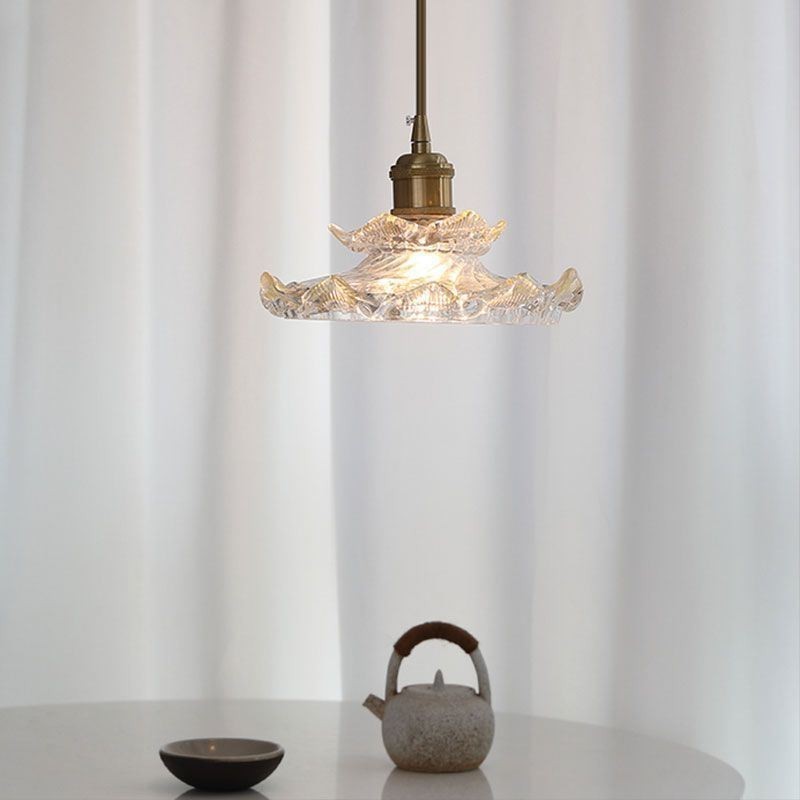 Suspension en verre de style japonais Lampe suspendue en verre de lotus
