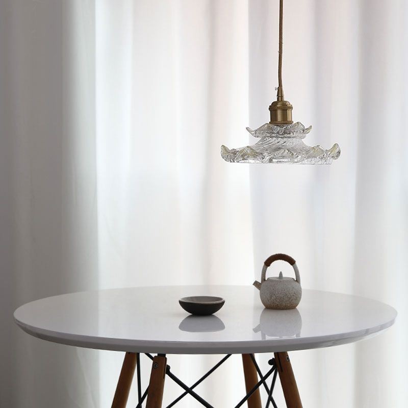 Suspension en verre de style japonais Lampe suspendue en verre de lotus