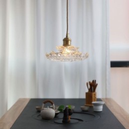 Suspension en verre de style japonais Lampe suspendue en verre de lotus