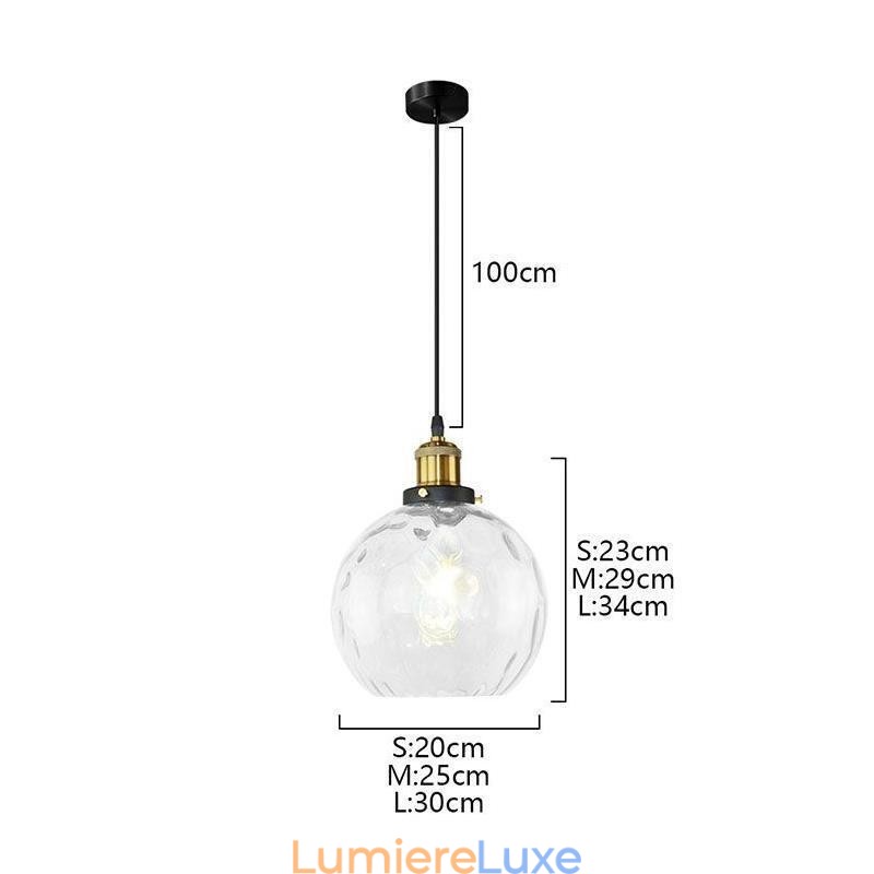 Suspension contemporaine en verre à motif d'eau rond