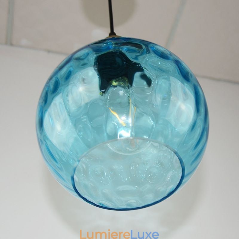 Suspension contemporaine en verre à motif d'eau rond