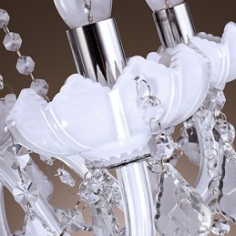 Lustre en cristal élégant à 5 lumières en blanc
