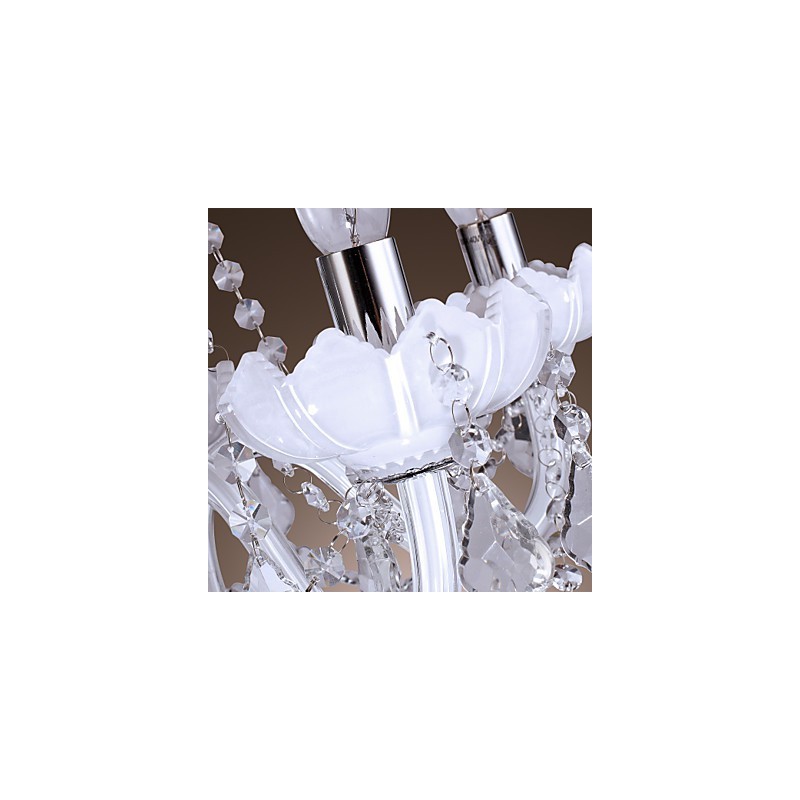 Lustre en cristal élégant à 5 lumières en blanc