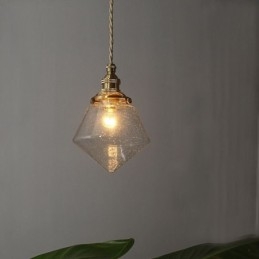 1 luminaire suspendu en verre diamanté à bulles