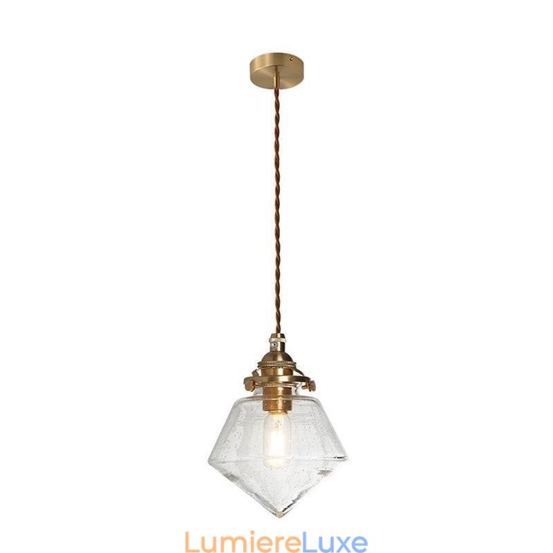 1 luminaire suspendu en verre diamanté à bulles