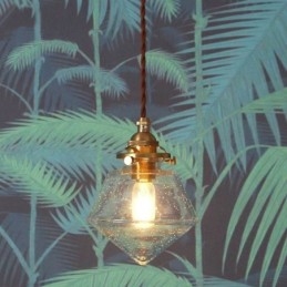 1 luminaire suspendu en verre diamanté à bulles