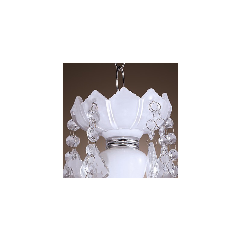 Lustre en cristal élégant à 5 lumières en blanc