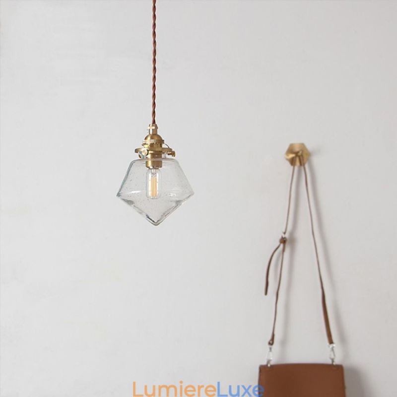 1 luminaire suspendu en verre diamanté à bulles