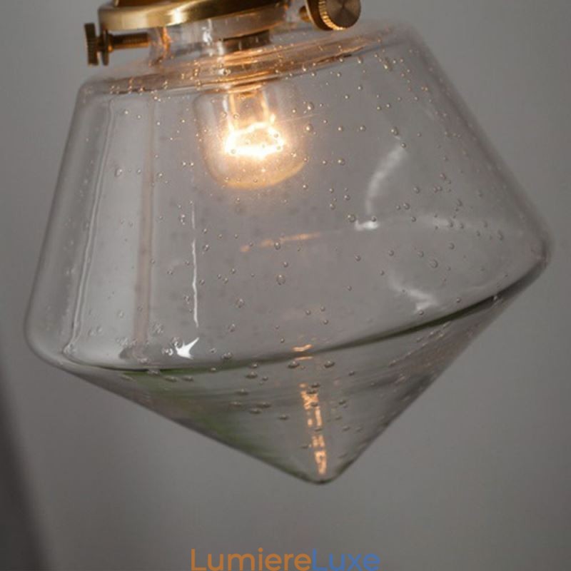 1 luminaire suspendu en verre diamanté à bulles