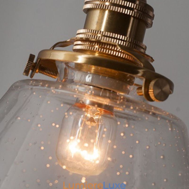 1 luminaire suspendu en verre diamanté à bulles