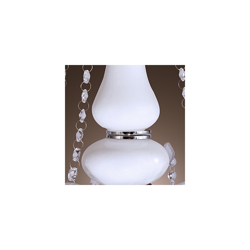 Lustre en cristal élégant à 5 lumières en blanc