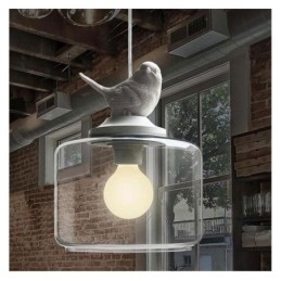 Suspension en verre de style rétro Petit oiseau Éclairage décoratif