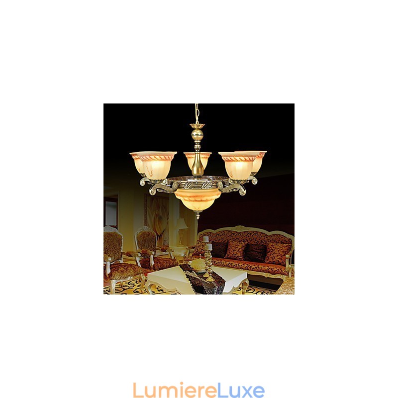 Lustre traditionnel classique vintage rétro en métal bronze