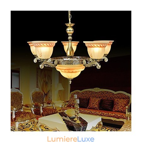Lustre traditionnel classique vintage rétro en métal bronze Lustre traditionnel classique vintage rétro en métal bronze