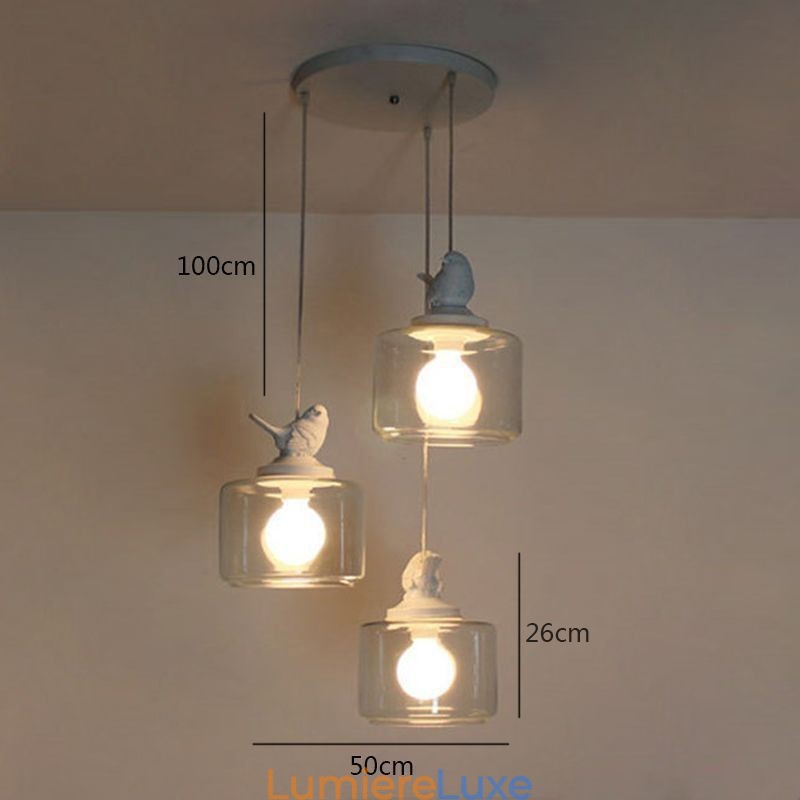 Suspension en verre de style rétro Petit oiseau Éclairage décoratif