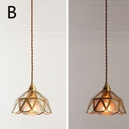 Suspension rétro en verre, plafonnier en verre de style japonais