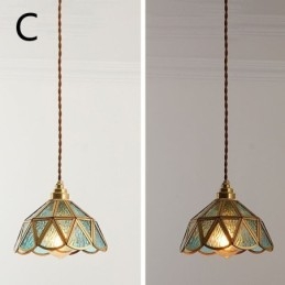 Suspension rétro en verre, plafonnier en verre de style japonais