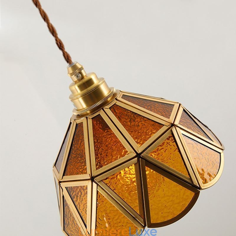 Suspension rétro en verre, plafonnier en verre de style japonais