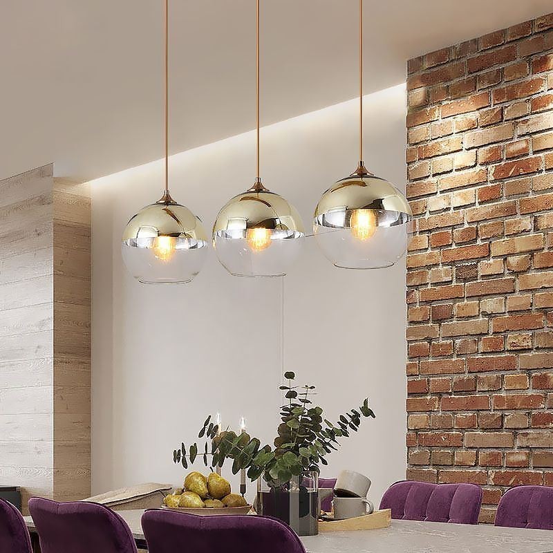 Suspension globe créative en fer et verre, éclairage décoratif