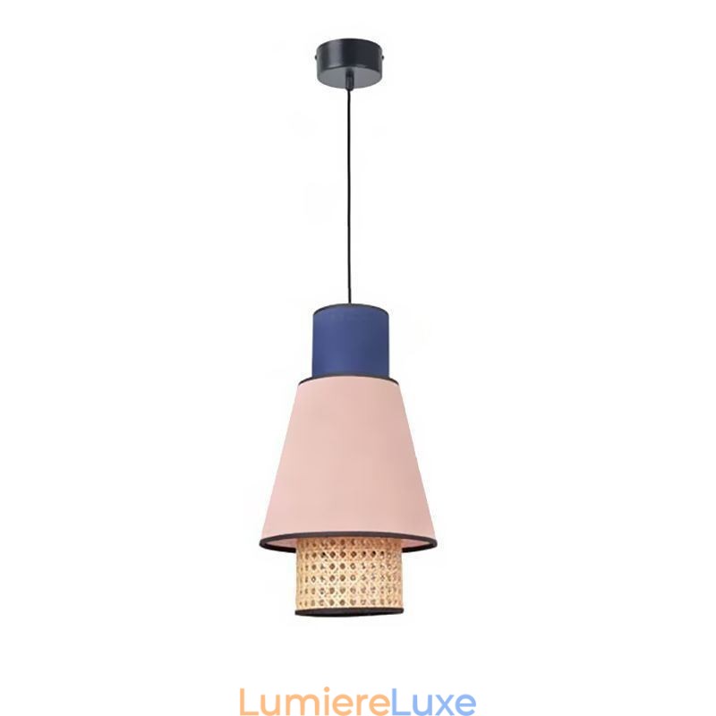 Lampe suspendue à 1 abat-jour en bambou tressé