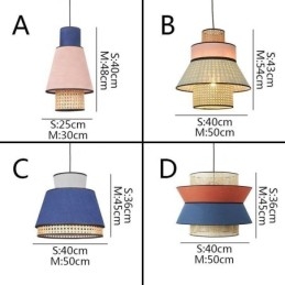Lampe suspendue à 1 abat-jour en bambou tressé