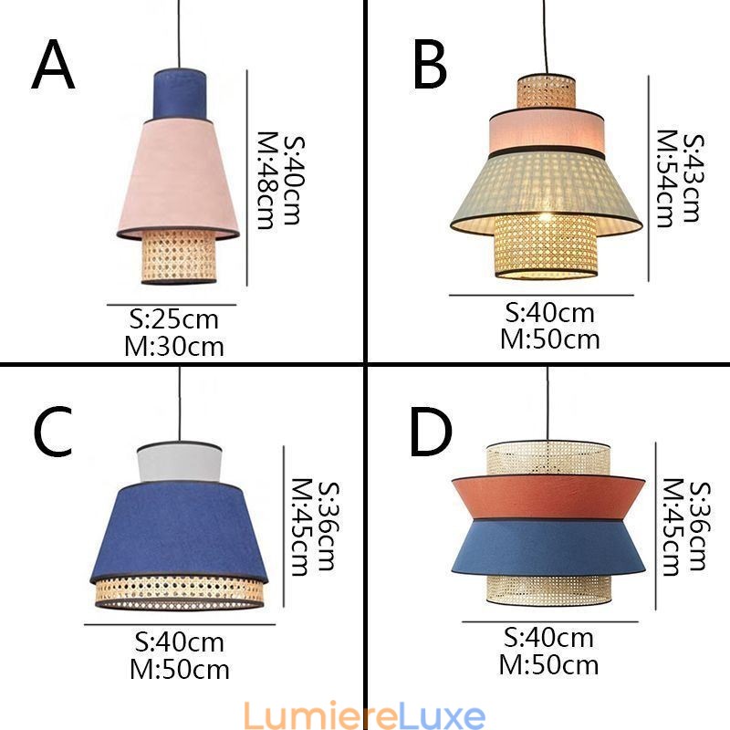 Lampe suspendue à 1 abat-jour en bambou tressé