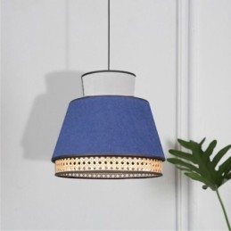 Lampe suspendue à 1 abat-jour en bambou tressé