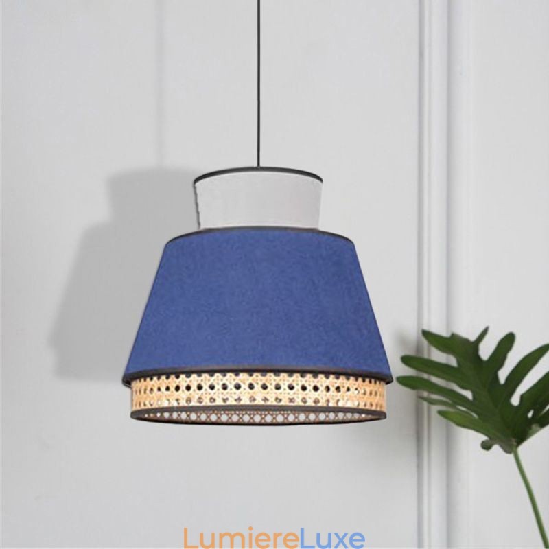 Lampe suspendue à 1 abat-jour en bambou tressé