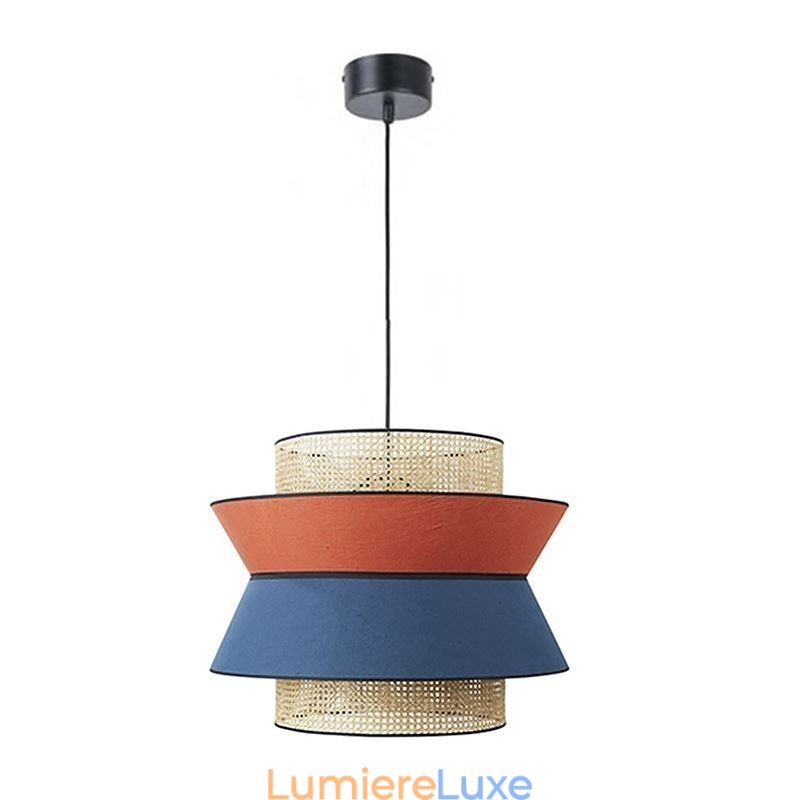 Lampe suspendue à 1 abat-jour en bambou tressé