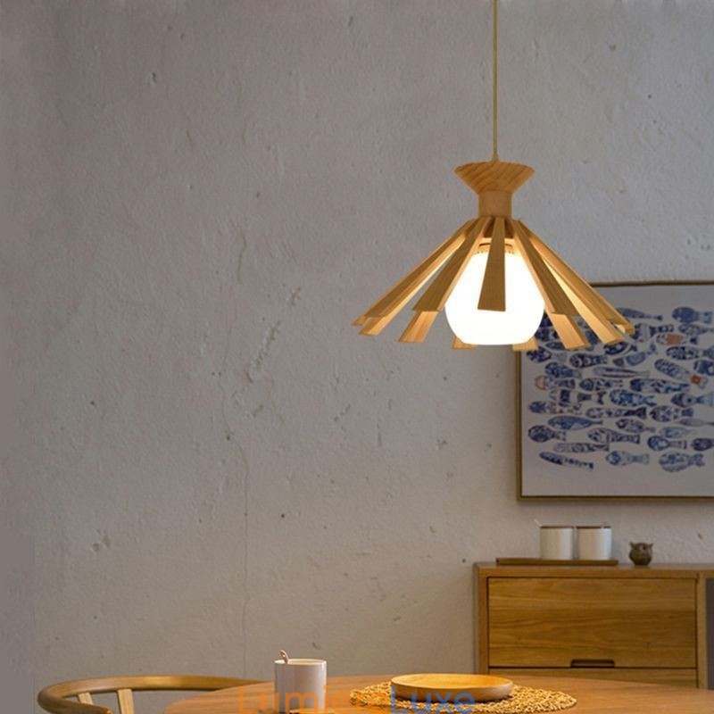 Luminaire suspendu en bois de style simple