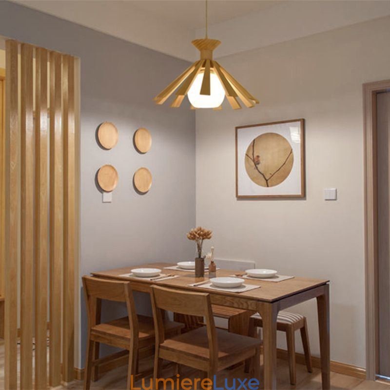 Luminaire suspendu en bois de style simple