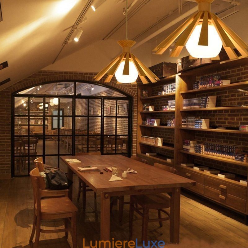 Luminaire suspendu en bois de style simple