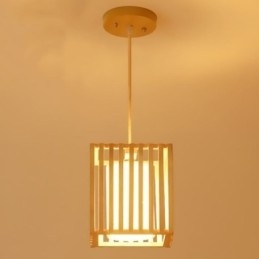 Suspension cage en bois minimaliste