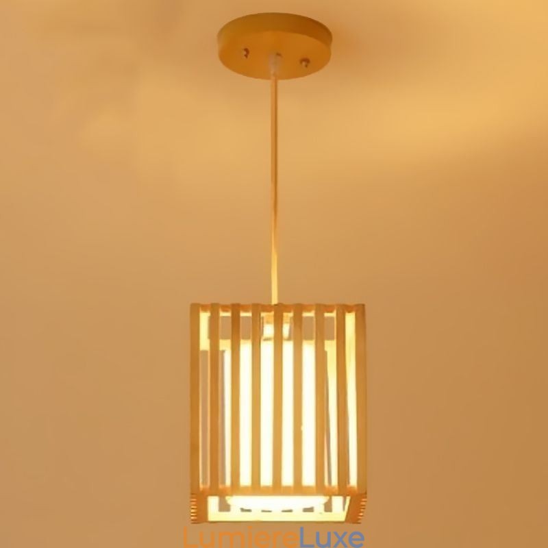 Suspension cage en bois minimaliste